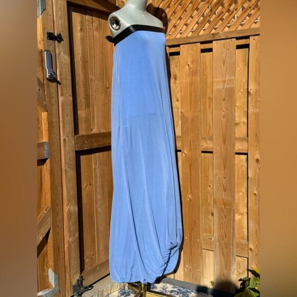 🆕 RAT & BOA 🧿 NWOT Antonie Blue Draped Maxi Dress with Leather Belt, Sz L / XL - Picture 7 of 16